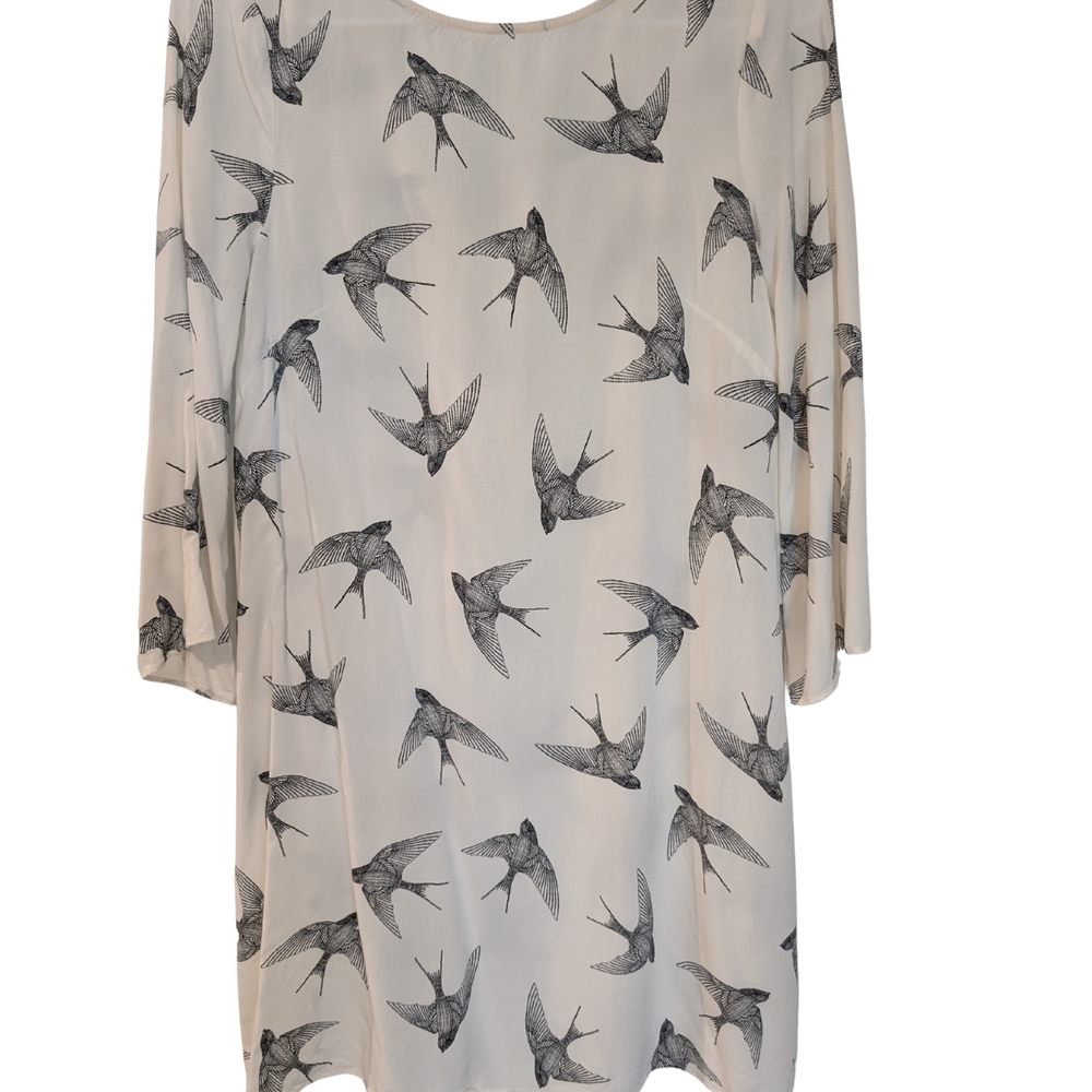 Bird Print Sheer Blouse